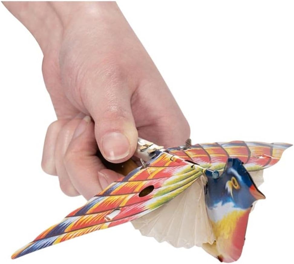 Goki speelgoed zangvogel kleurrijk met mechanisch geluid en vleugels