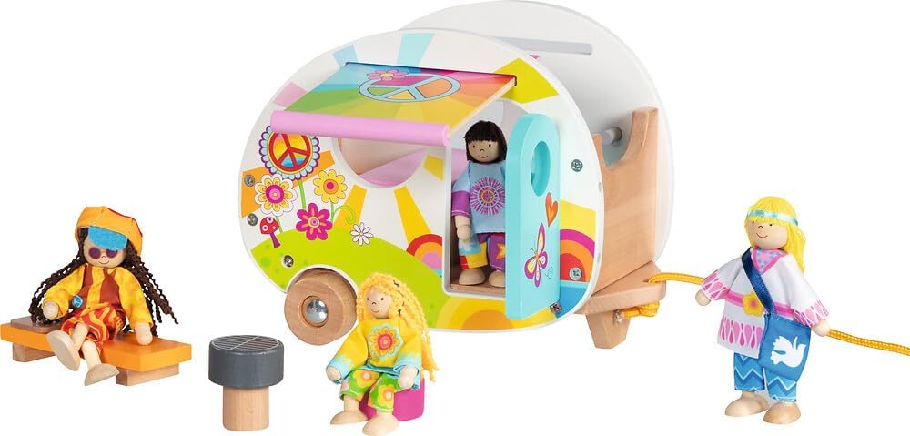 Goki houten caravan Happy Campers speelgoed camper voor kinderen