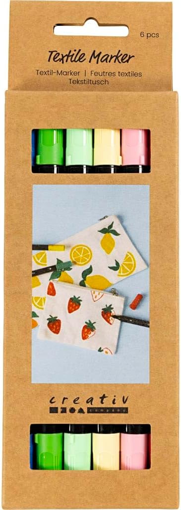 Textielstiften, lijn 2,3+3,6, diverse kleuren, 6 st/1 pak