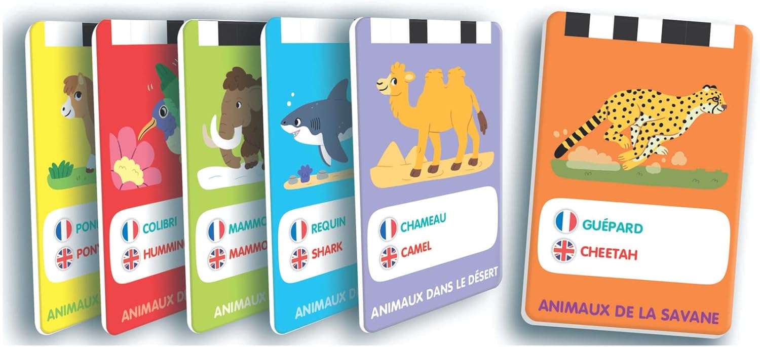 Clementoni - Mes 100 Premiers Mots Bilingues Les Animaux – 2-4 Ans – Jeu éducatif Enfant français Anglais avec Cartes interactives et Lecteur sonore, Apprentissage vocabulaire, Jouet Fille garçon