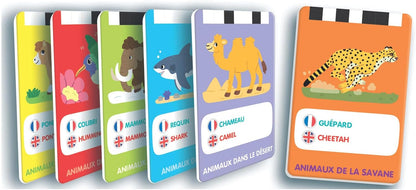 Clementoni - Mes 100 Premiers Mots Bilingues Les Animaux – 2-4 Ans – Jeu éducatif Enfant français Anglais avec Cartes interactives et Lecteur sonore, Apprentissage vocabulaire, Jouet Fille garçon