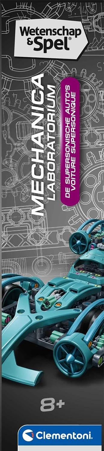 Clementoni Wetenschap & Spel - Supersonische Racewagen Bouwset – STEM Mechanica Speelgoed voor Kinderen – 2-in-1 Constructieset met Tandwielen & Turbines – Vanaf 8 Jaar