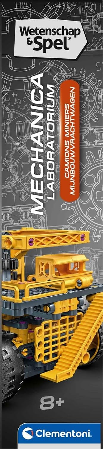 Clementoni Wetenschap & Spel Mijnbouwtruck Bouwset – 2-in-1 STEM Constructieset – Mechanica Speelgoed met Werkend Stuursysteem & Kiepbak – Science & Play – Vanaf 8 Jaar