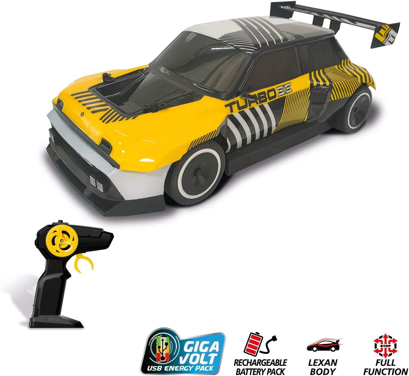 MONDO Motors Renault 5 Turbo 3E model, schaal 1:14, snelheid tot 10 km/u, inclusief oplaadbare batterijen, kinderspeelgoed auto 63853