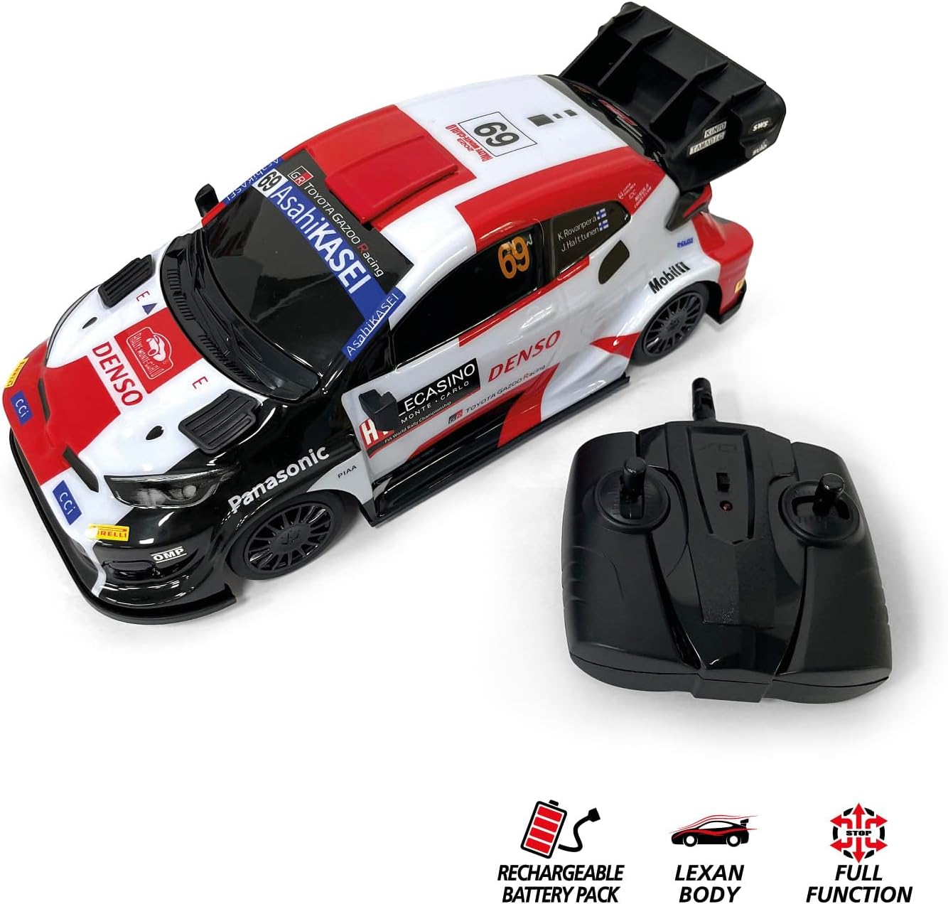 Mondo Motors Toyota GR Yaris WRC op afstand bestuurd model, schaal 1:14, oplaadbare batterijen inbegrepen, speelgoedauto 63860