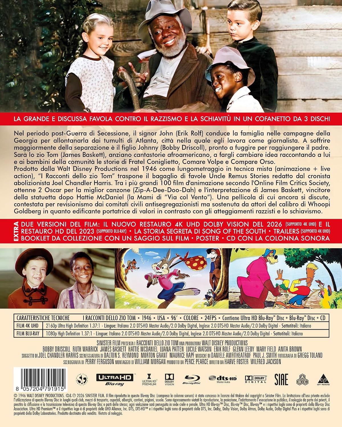 I Racconti Dello Zio Tom 4K UHd + Blu-Ray + Cd - 3 Dischi, Racconti Dello Zio Tom (I) (Collector`S Edition) (4K Ultra Hd + Blu-Ray + Cd)
