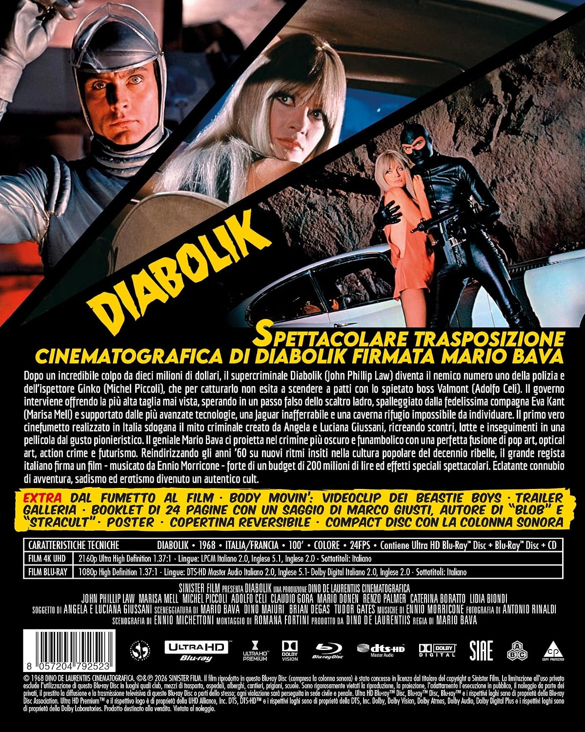 Diabolik 4K UHd + Blu-Ray + Cd - 3 Dischi, Diabolik (Special Edition) (4K Uhd + Blu-Ray + Cd)
