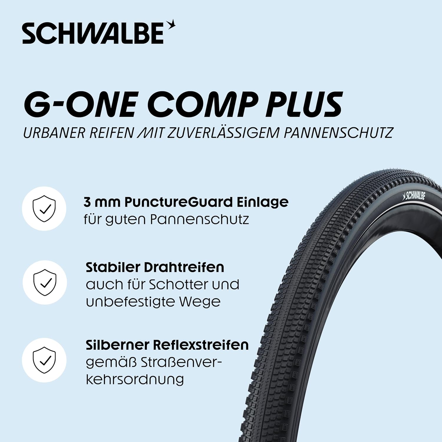 Schwalbe G-One Comp Plus - Pneumatico per bicicletta da 28", con protezione antiforatura PunctureGuard, strisce riflettenti e composte, colore: verde