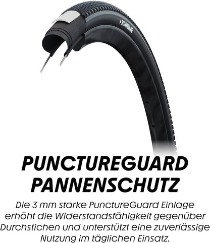Schwalbe G-One Comp Plus - Pneumatico per bicicletta da 28", con protezione antiforatura PunctureGuard, strisce riflettenti e composte, colore: verde