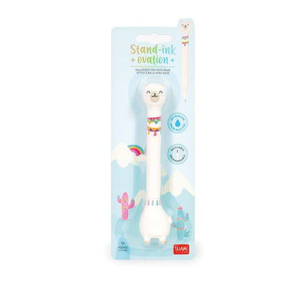 Legami Llama Ballpoint Pen with Base - Stand-Ink Ovation - Blade Theme - Blue Ink