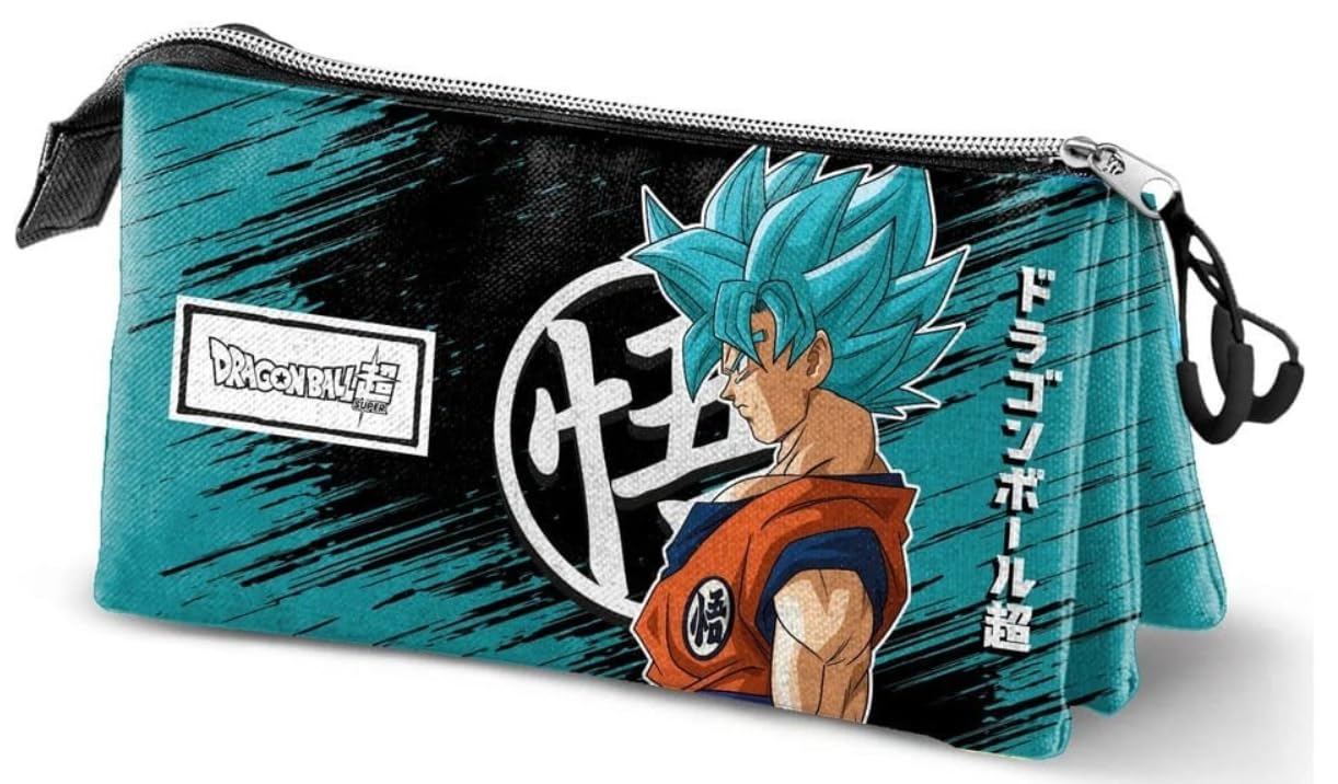 Dragon Ball Saiyan Blue-Triple Pencil Case, Turquoise