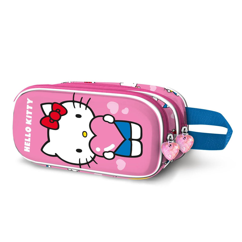 Hello Kitty Heart-Astuccio 3D Doppio, Rosa, 22 x 10 cm, Capacità 1,50 L
