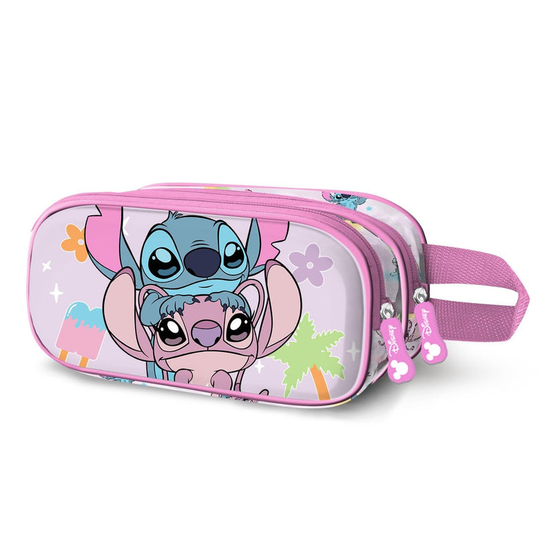 Disney Lilo e Stitch Couple-Astuccio 3D Doppio, Rosa, 22 x 10 cm, Capacità 1,50 L