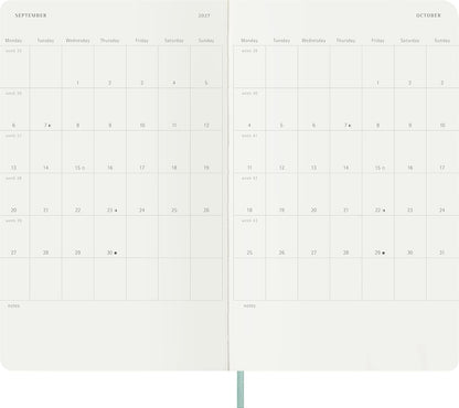 Moleskine Weekly Planner 2027, Vegan Soft Cover Precious and Ethical 12 Month Diary with Space for Notes, and Gift Box, Large 13x21 Cm, Sage Green