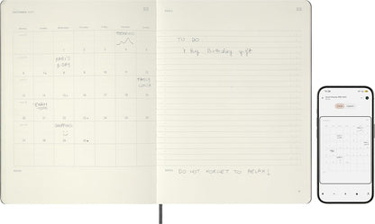 Moleskine Weekly Digital Planner 2027, Hard Cover 12 Month Vertical Smart PRO Planner with Elastic Closure, XL Size 19x25 Cm, Black