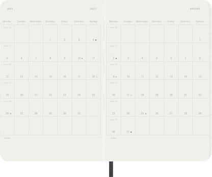 Moleskine Monthly Planner 2027, Soft Cover 12 Month Diary with Elastic Closure, Pocket Size 9x14 Cm, Black