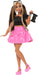 Barbie Deluxe Style Doll #16 in Pink Vinyl Barbiecore Skirt, Black Satin Crop Top, Long Brown Hair, Black Clutch, and Silver Jewelry, JJN74