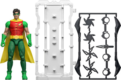 Mattel DC Premier 6.5 Inch Robin Action Figure Series 1, Detailed Super Hero Design 22 Articulations & Fabric Cape, Weapon Stand & Accessories, JMD96