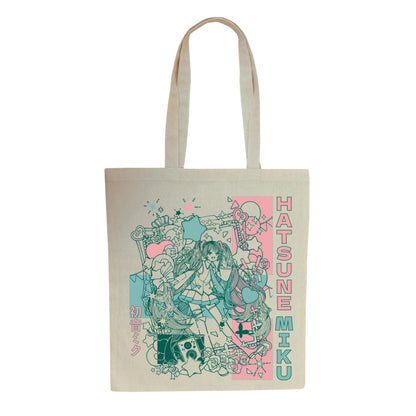 ABYSTYLE Hatsune Miku Graphic Cotton Tote Bag 14.5" x 16.5" Japanesse Accessories Merch Gift, Multicolor