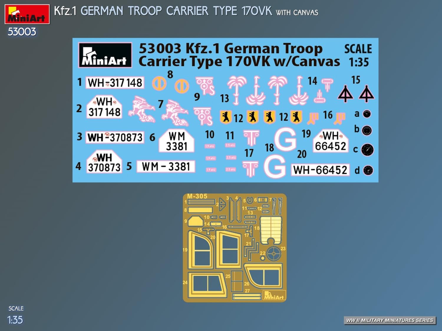 MiniArt - 1/35 Kfz.1 German Troop Carrier Type 170vk W/canvas