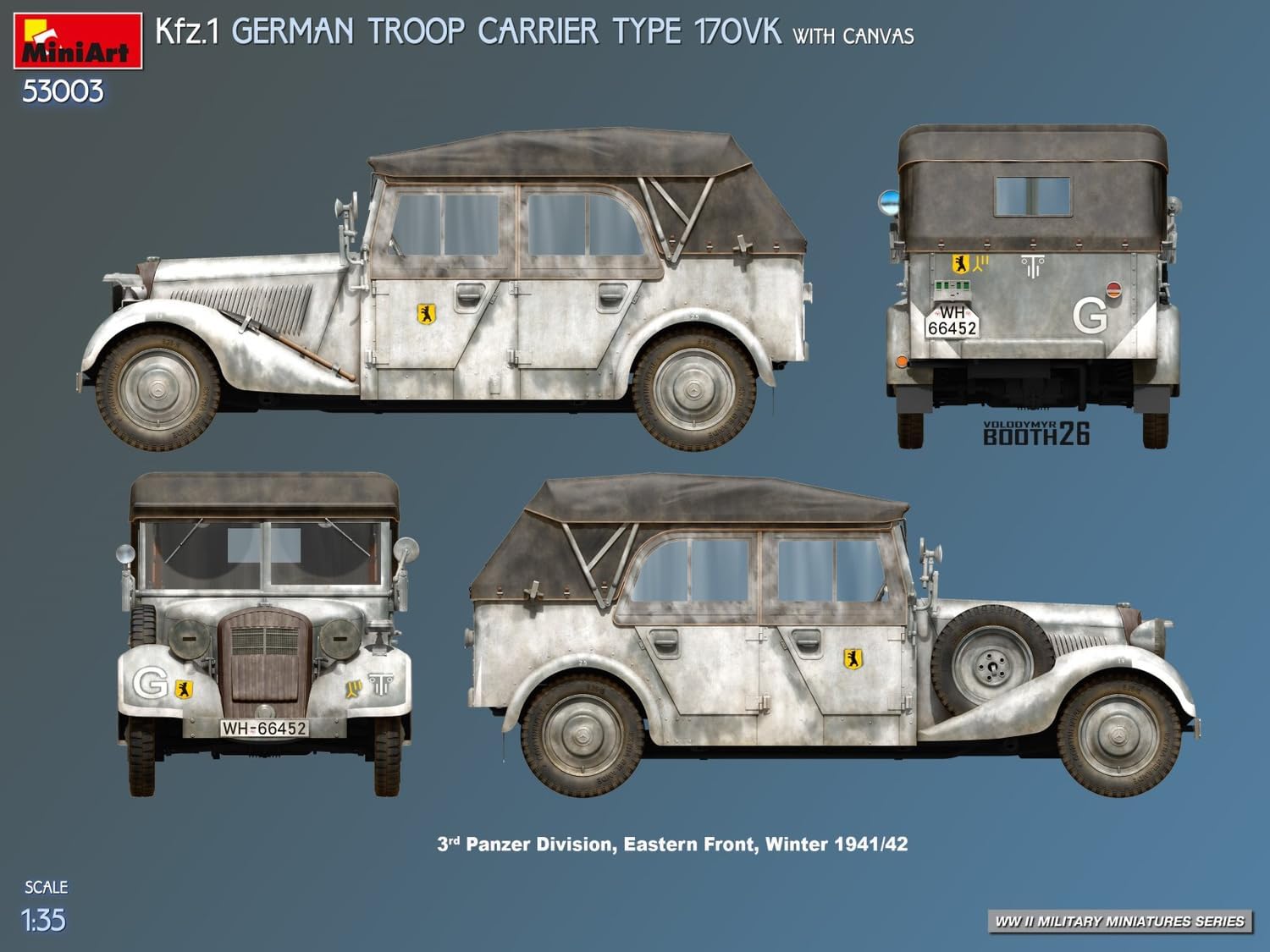 MiniArt - 1/35 Kfz.1 German Troop Carrier Type 170vk W/canvas