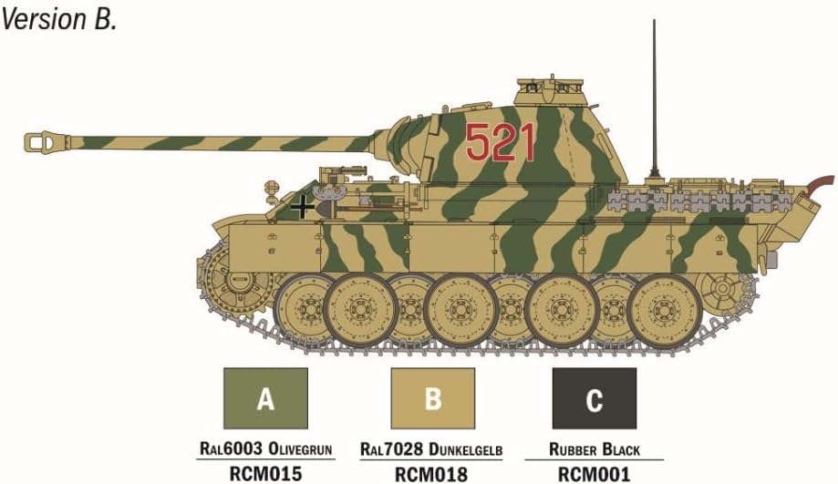 Italeri 75003 Starter Set - Easy Paint: Panther Sd.Kfz.171 Ausf.A, schaal 1:56, Plastic Model Kit/plastic model om in elkaar te zetten, incl. lijm en 3 acrylstiften om te schilderen