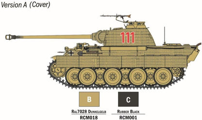Italeri 75003 Starter Set - Easy Paint: Panther Sd.Kfz.171 Ausf.A, schaal 1:56, Plastic Model Kit/plastic model om in elkaar te zetten, incl. lijm en 3 acrylstiften om te schilderen