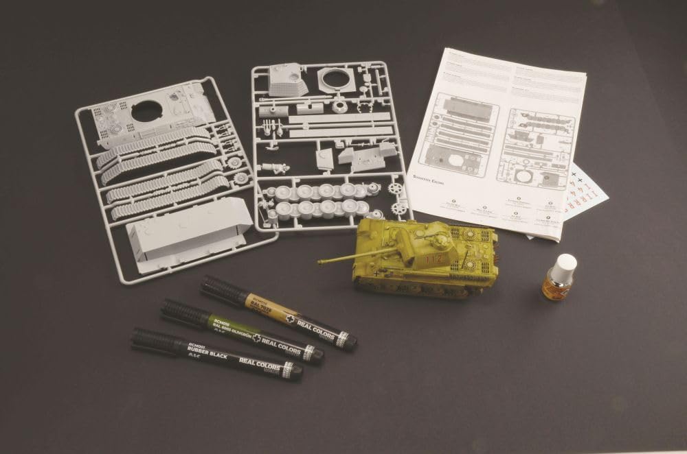 Italeri 75003 Starter Set - Easy Paint: Panther Sd.Kfz.171 Ausf.A, schaal 1:56, Plastic Model Kit/plastic model om in elkaar te zetten, incl. lijm en 3 acrylstiften om te schilderen