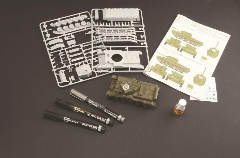 Italeri 75004 Line Starter Set - Easy Paint: Cromwell Mk. IV, 1:56 Scale, Plastic Model Kit/Model Assembly Includes Glue and 3 Acrylic Paint Markers