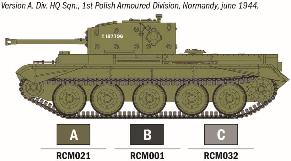 Italeri 75004 Line Starter Set - Easy Paint: Cromwell Mk. IV, 1:56 Scale, Plastic Model Kit/Model Assembly Includes Glue and 3 Acrylic Paint Markers