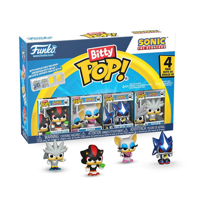 Funko Bitty POP! 4 Pack: Sonic The Hedgehog - Shadow with Emerald, Rouge, Neo Metal Sonic, Silver the Hedgehog - 0,9 Zoll (2,2 cm) Sammelbar - Stapelbares Display-Regal enthalten - Geschenkidee