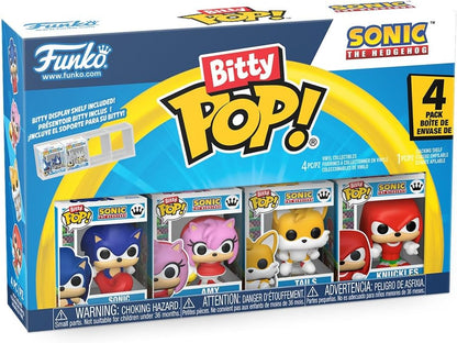 Funko Bitty POP! 4 Pack: Sonic The Hedgehog - Sonic, Amy, Tails, Knuckles - 0,9 Zoll (2,2 cm) Sammelbar - Stapelbares Display-Regal enthalten - Geschenkidee - Für Partytüten - Tortenaufsatz