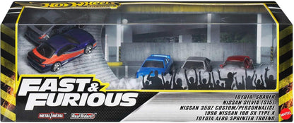 Hot Wheels Toy Cars, Premium Fast & Furious Tokyo Drift Bundle, 5 1:64 Scale Die-Cast Vehicles from the Fast Movie in Collectable Packaging