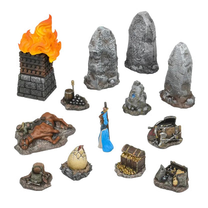 Terrain Crate Fantasy Battlefield Objectives | 13 PVC Terrain Pieces | Compatible with Warhammer Age of Sigmar, Kings of War, D&D & More | 28-32mm Scale