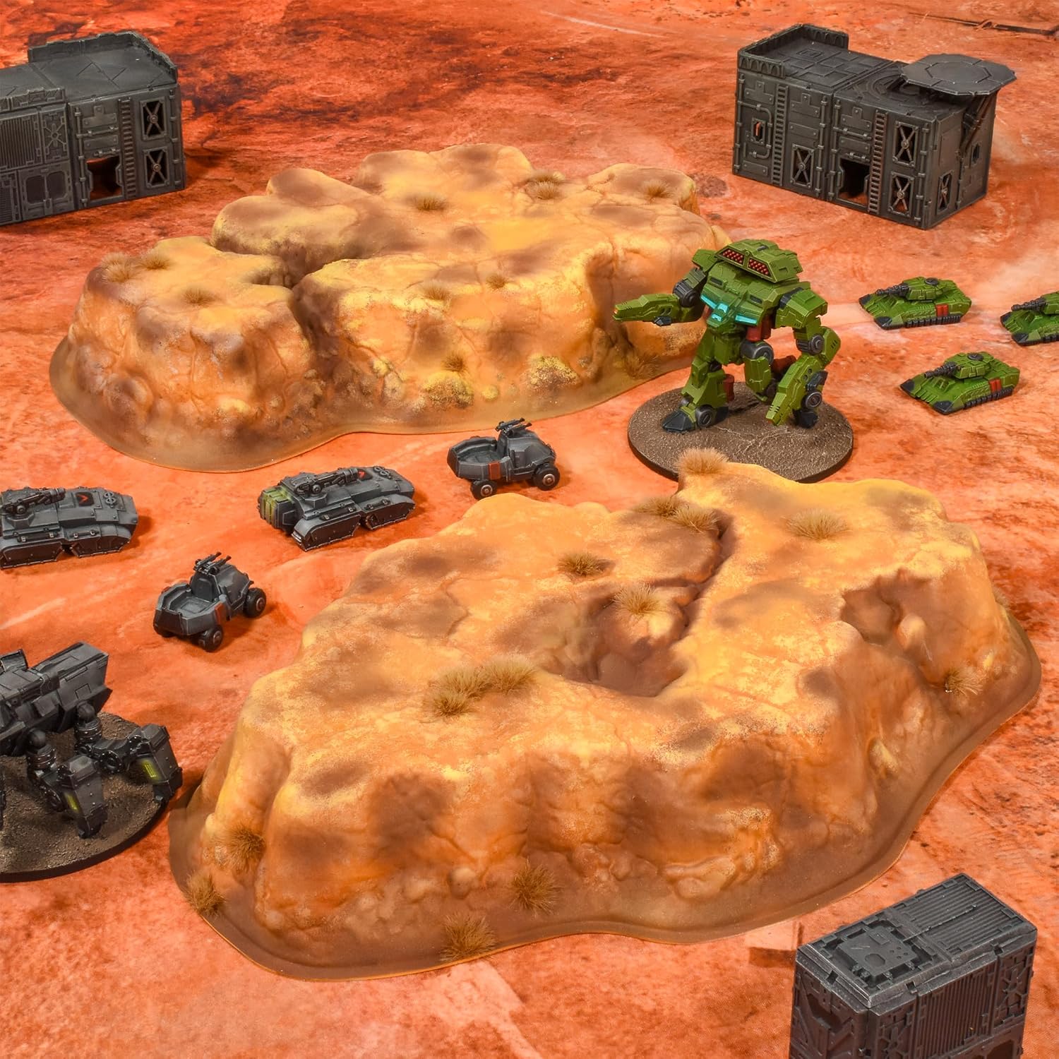 Terrain Crate Wargaming Hills | 2 Plastic Battlefield Hills | No Assembly Required | Compatible with Warhammer Age of Sigmar, 40K, Kings of War, Epic & More | 10-32mm Scale
