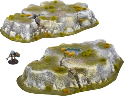 Terrain Crate Wargaming Hills | 2 Plastic Battlefield Hills | No Assembly Required | Compatible with Warhammer Age of Sigmar, 40K, Kings of War, Epic & More | 10-32mm Scale