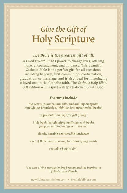 NLT Catholic Holy Bible, Gift Edition (Hardcover LeatherLike