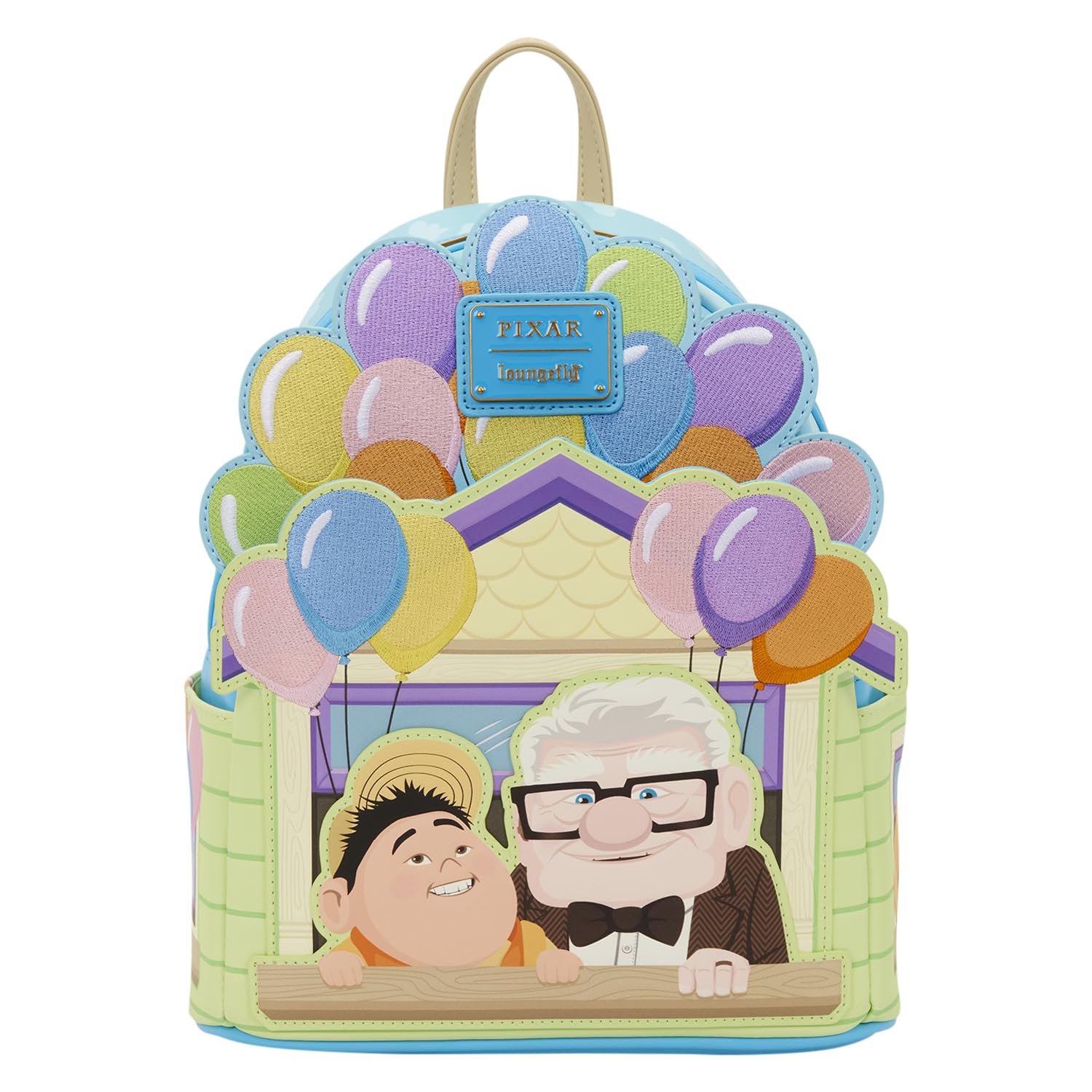 Loungefly Disney Pixar Up - Dug - Carl & Russell, Mini Zaino Ricamato, Ideale per Bambini e Adulti, Borse da Collezione