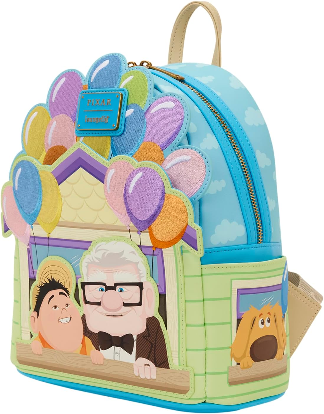 Loungefly Disney Pixar Up - Dug - Carl & Russell, Mini Zaino Ricamato, Ideale per Bambini e Adulti, Borse da Collezione