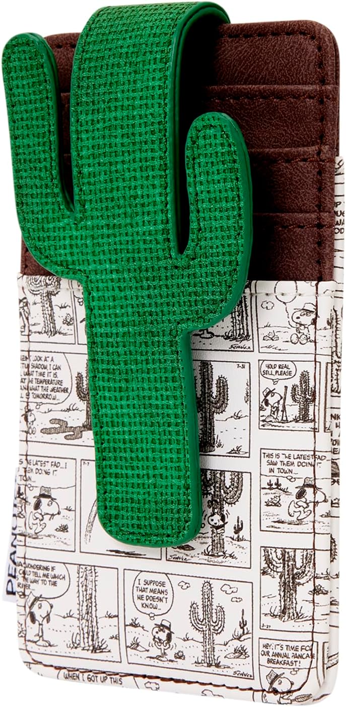 Loungefly Peanuts: Spike - Desert Card Hold with Cactus Clip - 3 Card Slots and 1 Clear ID Slot - Collectible Wallets