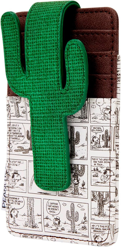 Loungefly Peanuts: Spike - Desert Card Hold with Cactus Clip - 3 Card Slots and 1 Clear ID Slot - Collectible Wallets