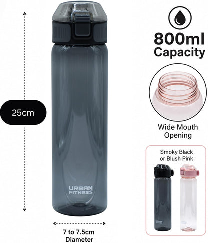 VitalFlip Water Bottle, 800ml BPA Free Tritan Sports Bottle with Flip Lid, Straw, Leakproof Carry Handle for Gym, Travel and Everyday Hydration