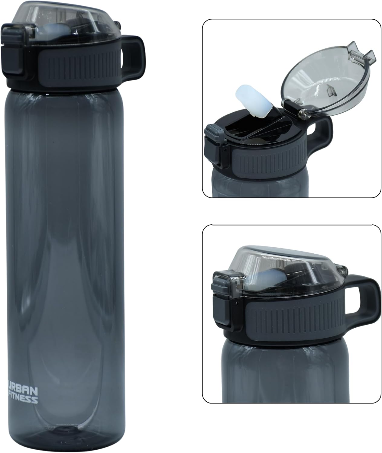 VitalFlip Water Bottle, 800ml BPA Free Tritan Sports Bottle with Flip Lid, Straw, Leakproof Carry Handle for Gym, Travel and Everyday Hydration