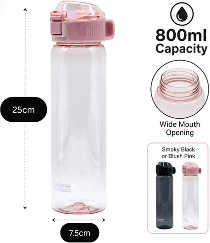 VitalFlip Water Bottle, 800ml BPA Free Tritan Sports Bottle with Flip Lid, Straw, Leakproof Carry Handle for Gym, Travel and Everyday Hydration