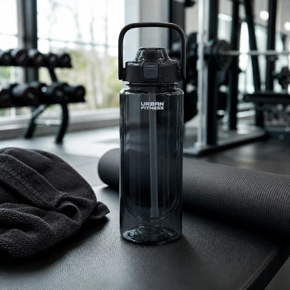 VitalFlow Water Bottle, 1000ml BPA Free Tritan Reusable Sports Bottle with Straw, Leakproof Flip Lid and Carry Handle for Gym, Work and Travel
