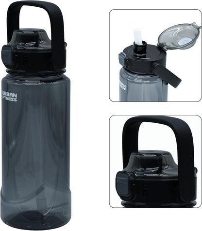 VitalFlow Water Bottle, 1000ml BPA Free Tritan Reusable Sports Bottle with Straw, Leakproof Flip Lid and Carry Handle for Gym, Work and Travel