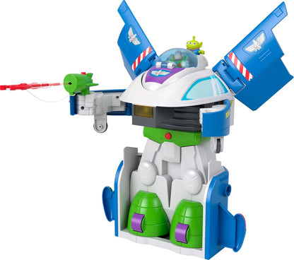 Fisher-Price Imaginext Transforming Buzz Lightyear Ship Toy Vehicle with lights, sounds,3-inch Action Figures, Launcher and Projectiles, JKW48