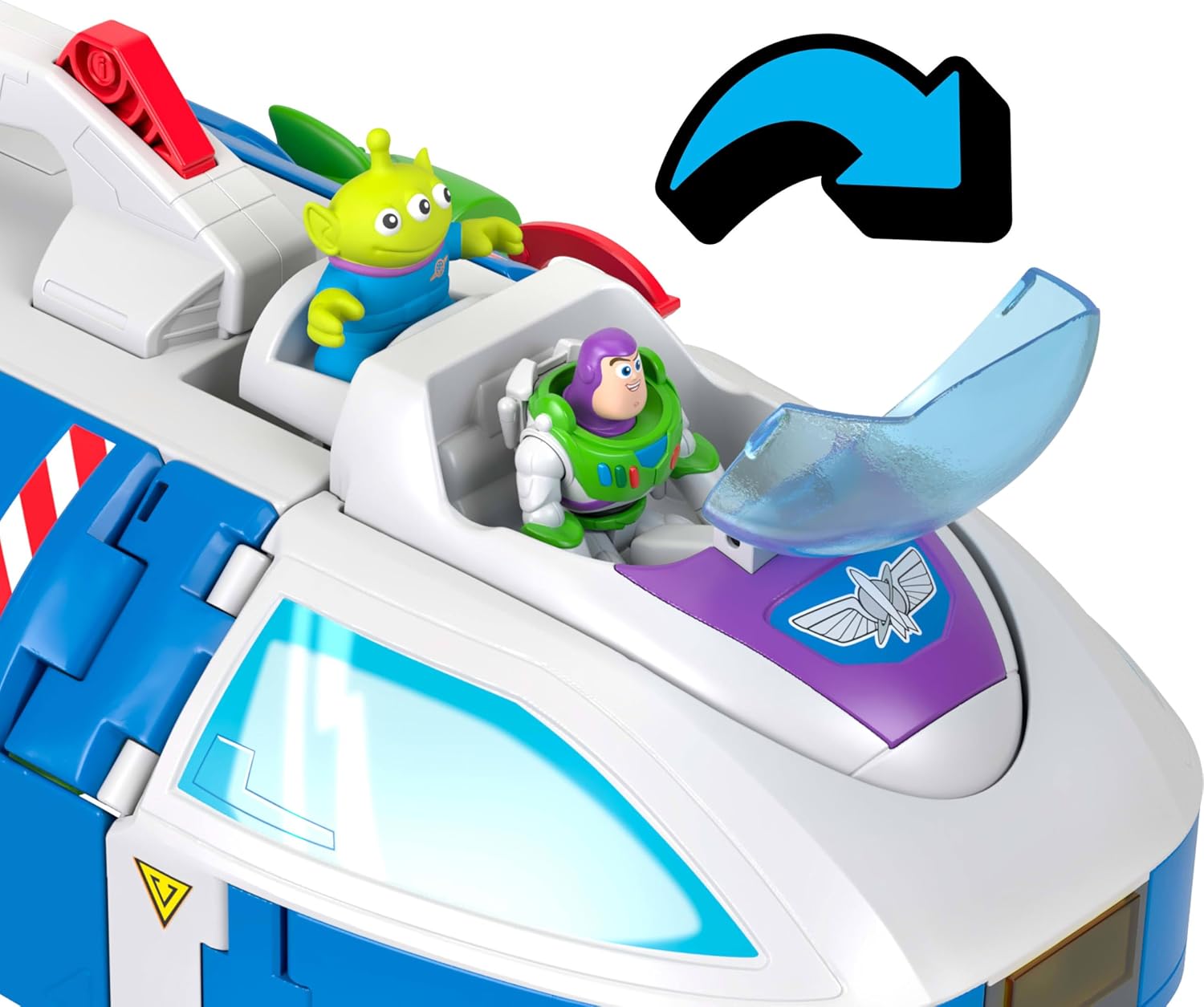 Fisher-Price Imaginext Transforming Buzz Lightyear Ship Toy Vehicle with lights, sounds,3-inch Action Figures, Launcher and Projectiles, JKW48