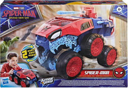 Marvel Spider-Man: Brand New Day 2-in-1 Super Chompin' Tank, set met actiefiguur van 11,4 cm en speelgoedvoertuig, superheldspeelgoed en actiefiguren, leeftijd 4+