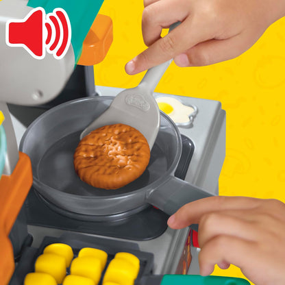 Play-Doh Brutzelspaß-Küche, Spielset mit realistischen Kochgeräuschen, mehr als 25 Spiel-Snacks zum Kneten, für Kinder zum Kneten & Spielen, ab 3 Jahren